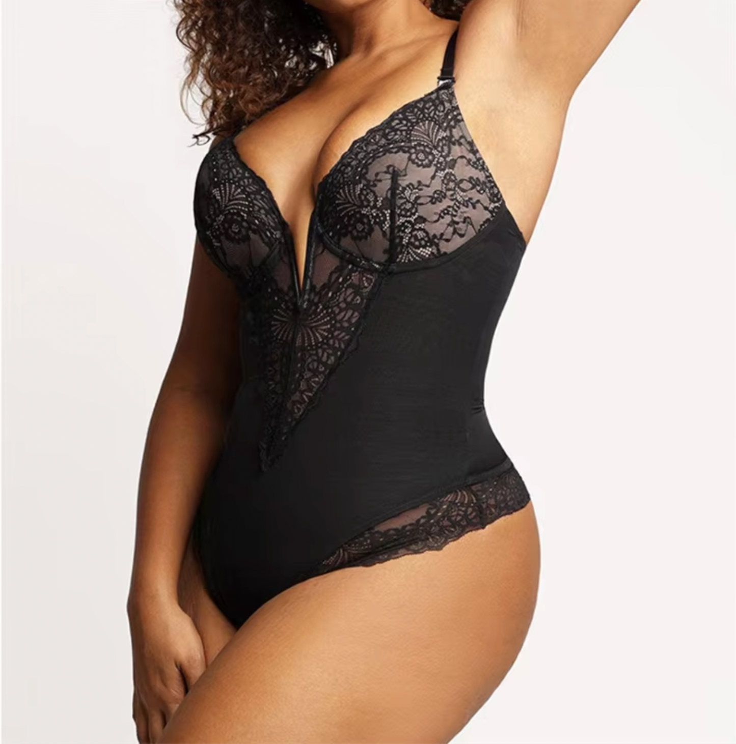 V Neck Backless Bodysuit