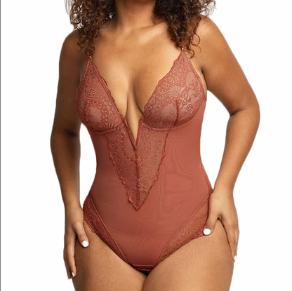 V Neck Backless Bodysuit