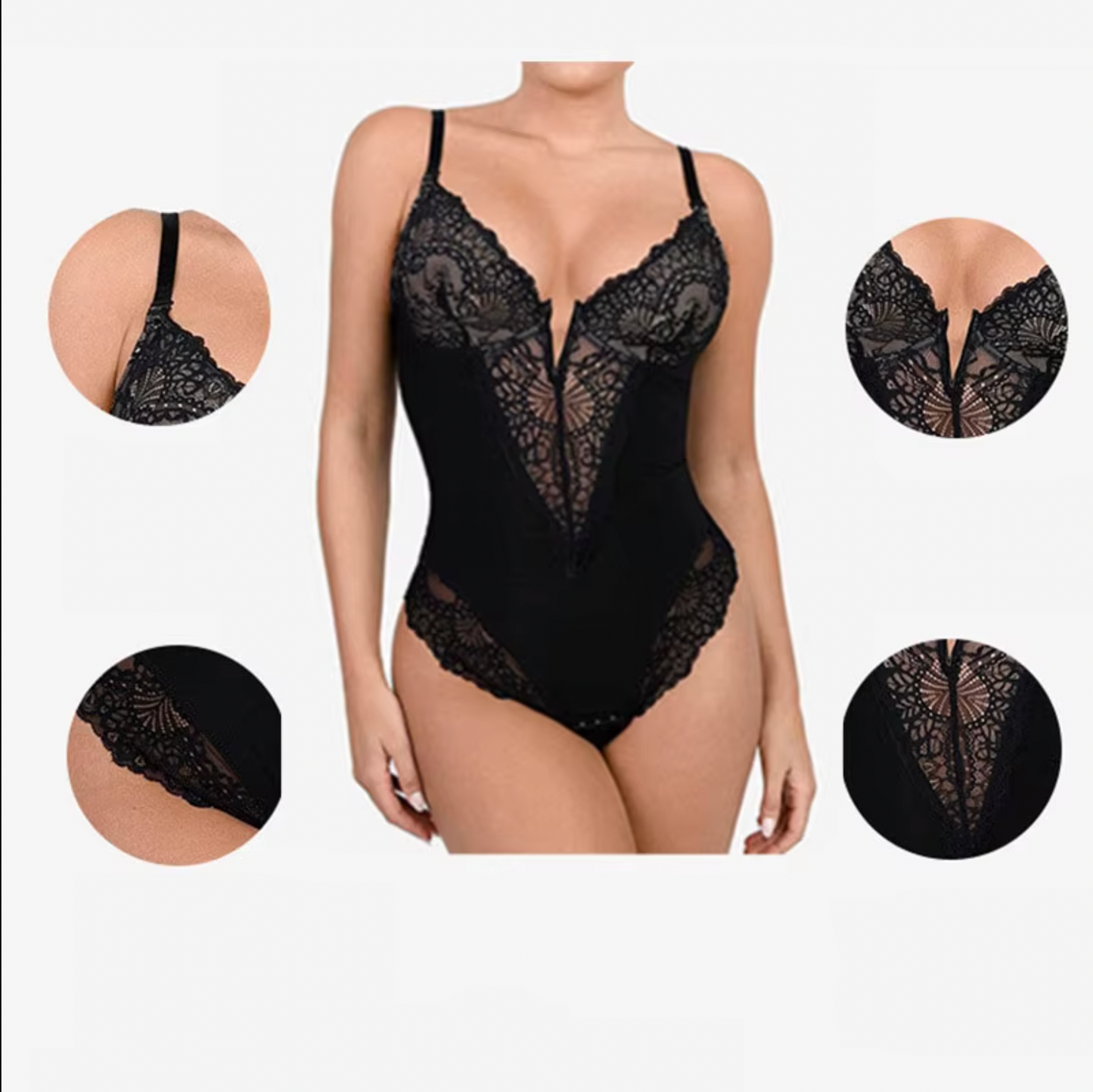 V Neck Backless Bodysuit