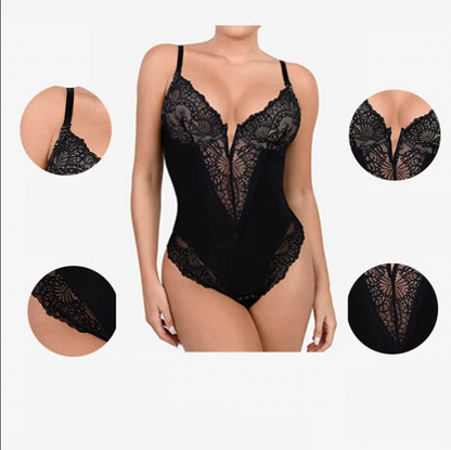 V Neck Backless Bodysuit