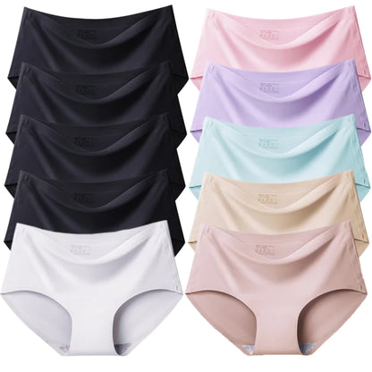 Women's Seamless Plus Size Satin Panties Set