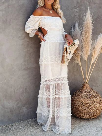 Summer Slash Neck Bohemian Women Maxi Dress - SassQuality