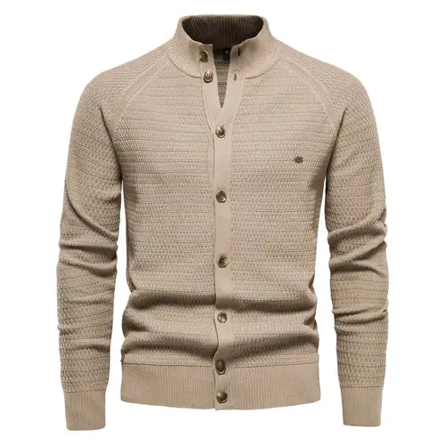 Button Mock Neck Men's Cardigan - SassQuality