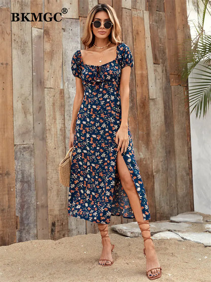 Floral Split Dress - SassQuality