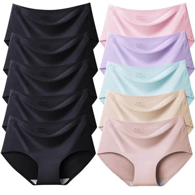 Women's Seamless Plus Size Satin Panties Set