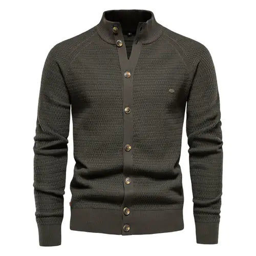 Button Mock Neck Men's Cardigan - SassQuality