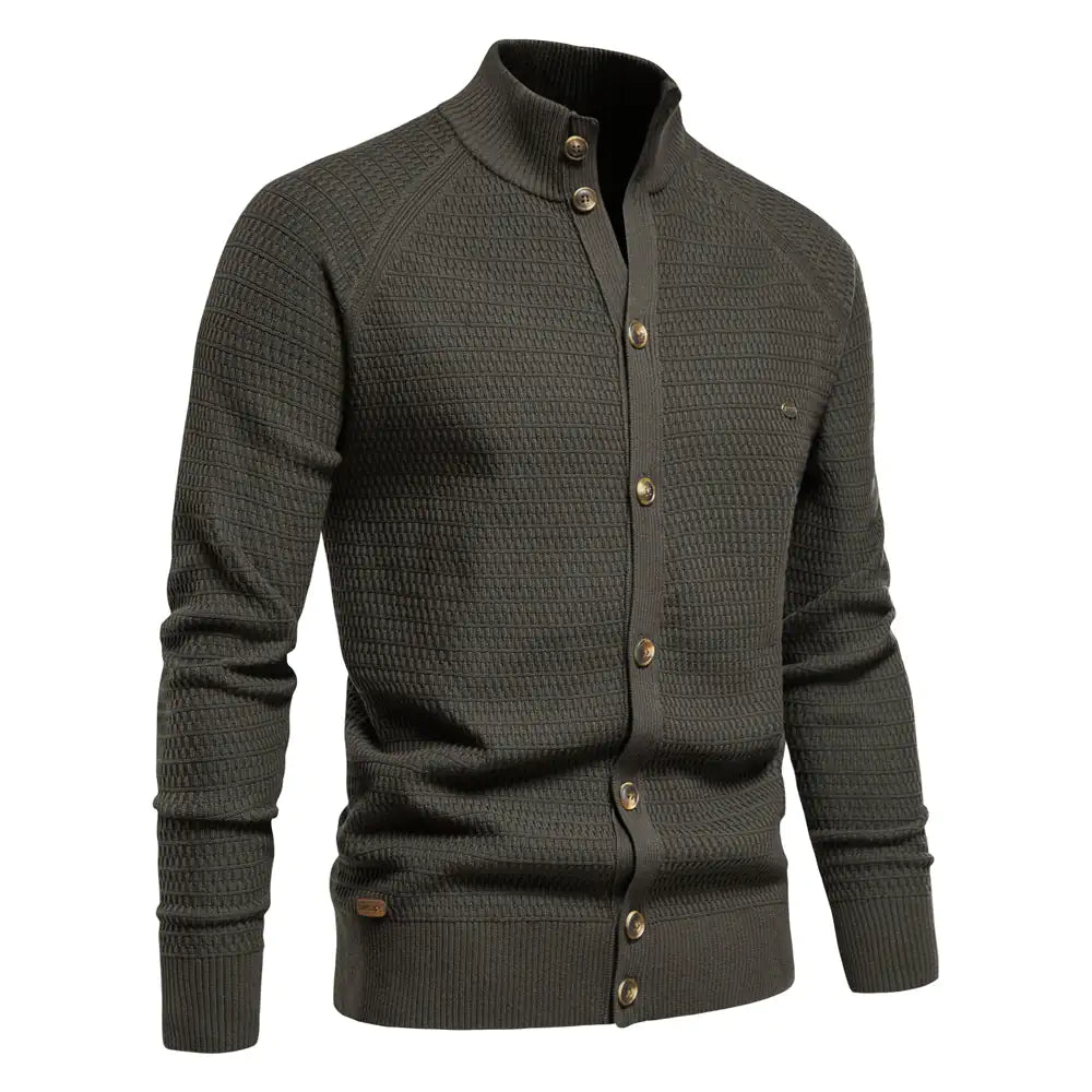 Button Mock Neck Men's Cardigan - SassQuality