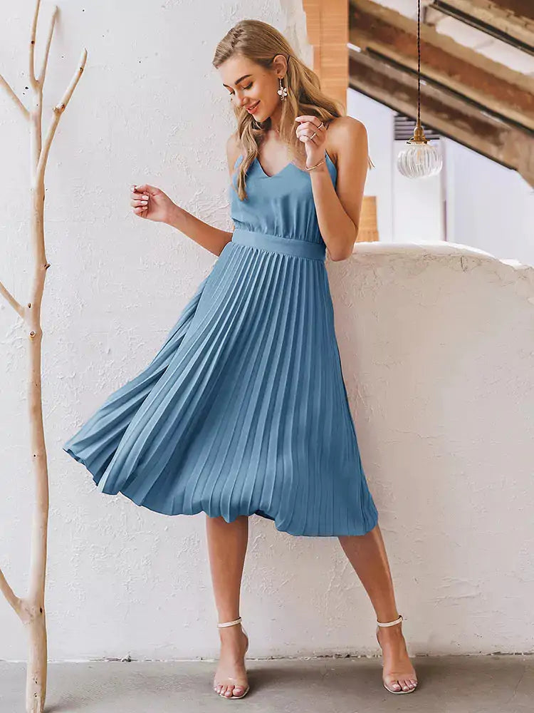 Wonder Pleated Midi Dress - SassQuality