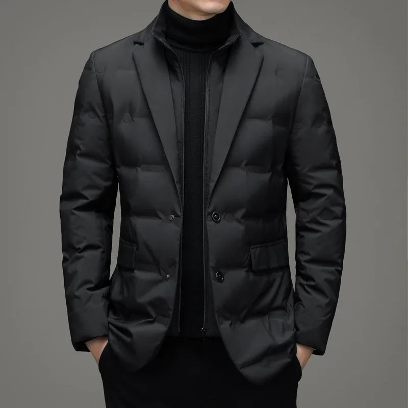 Men's Winter Fake Two-piece Warm Blazer - SassQuality